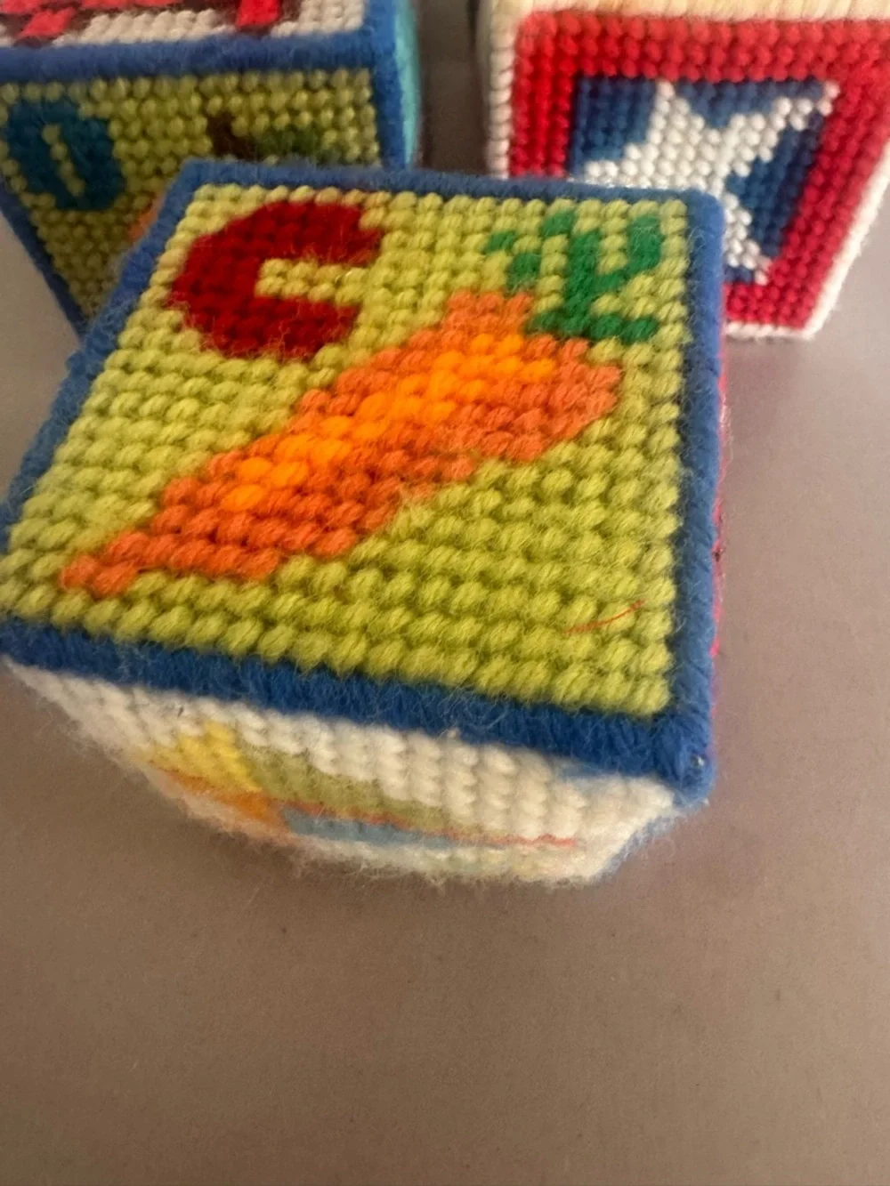 Vintage Handmade Kids Alphabet Plush Blocks - Multi-Color